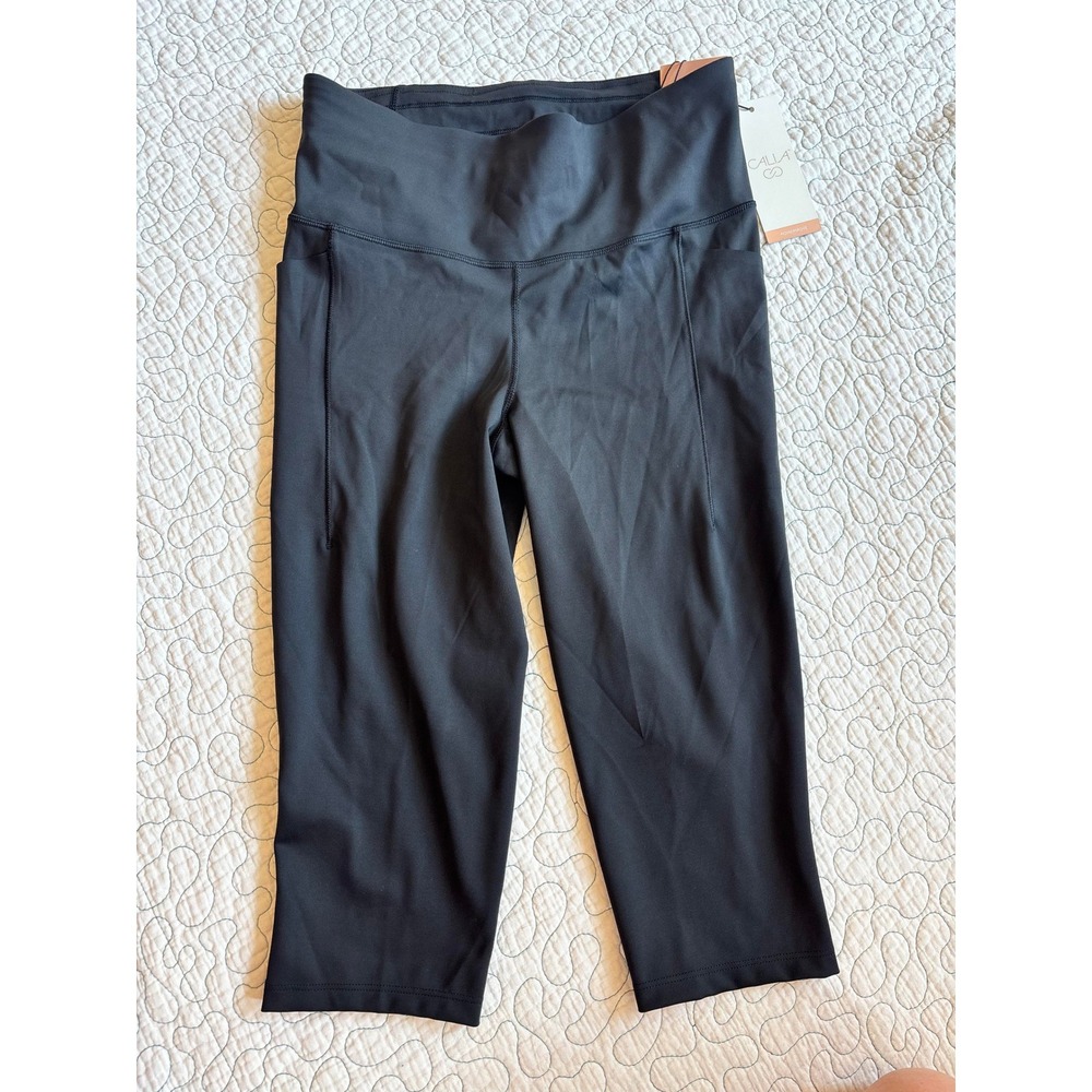CALIACrop Leggings PowerMove High-Rise Knee Pure Black Womens Size Small
